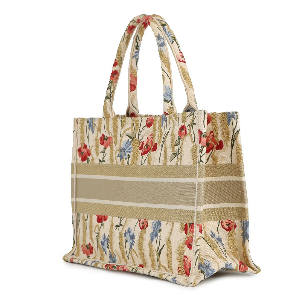 Dior Book  Canvas Bag Christian Tote Flower